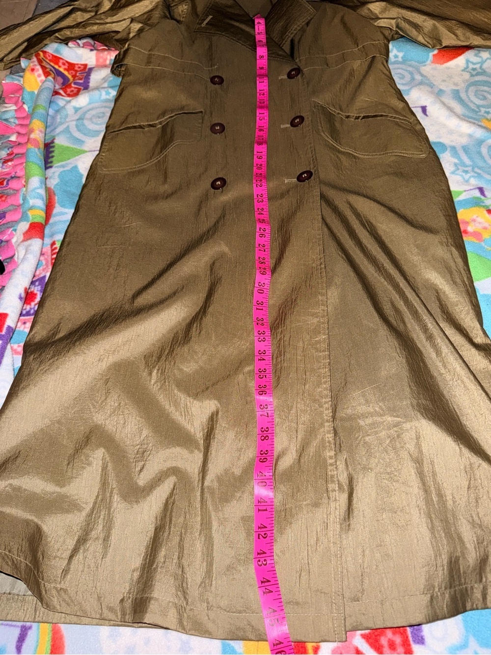 vintage Beechers Brook metallic olive green double-breasted trench coat - Picture 9 of 9